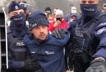 Michał Kołodziejczak zatrzymany podczas protestu w Koszutach